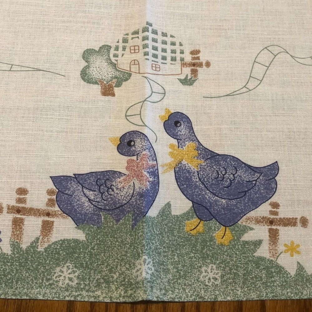 Vintage Tabletopper Country Ducks Geese Linen Blnd - Picture 4 of 5